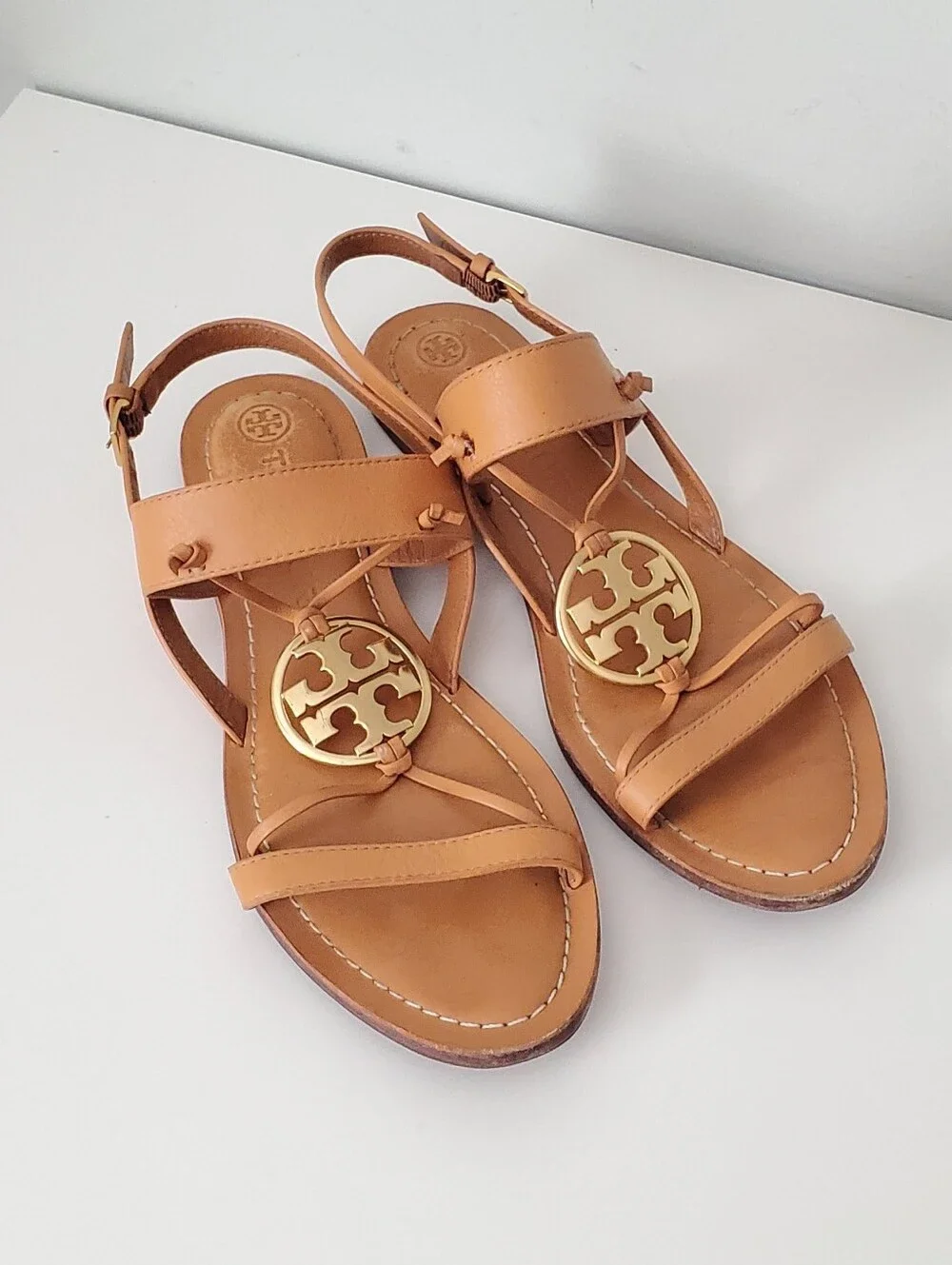 Tory Burch Leather Sandals in Tan Size 7.5